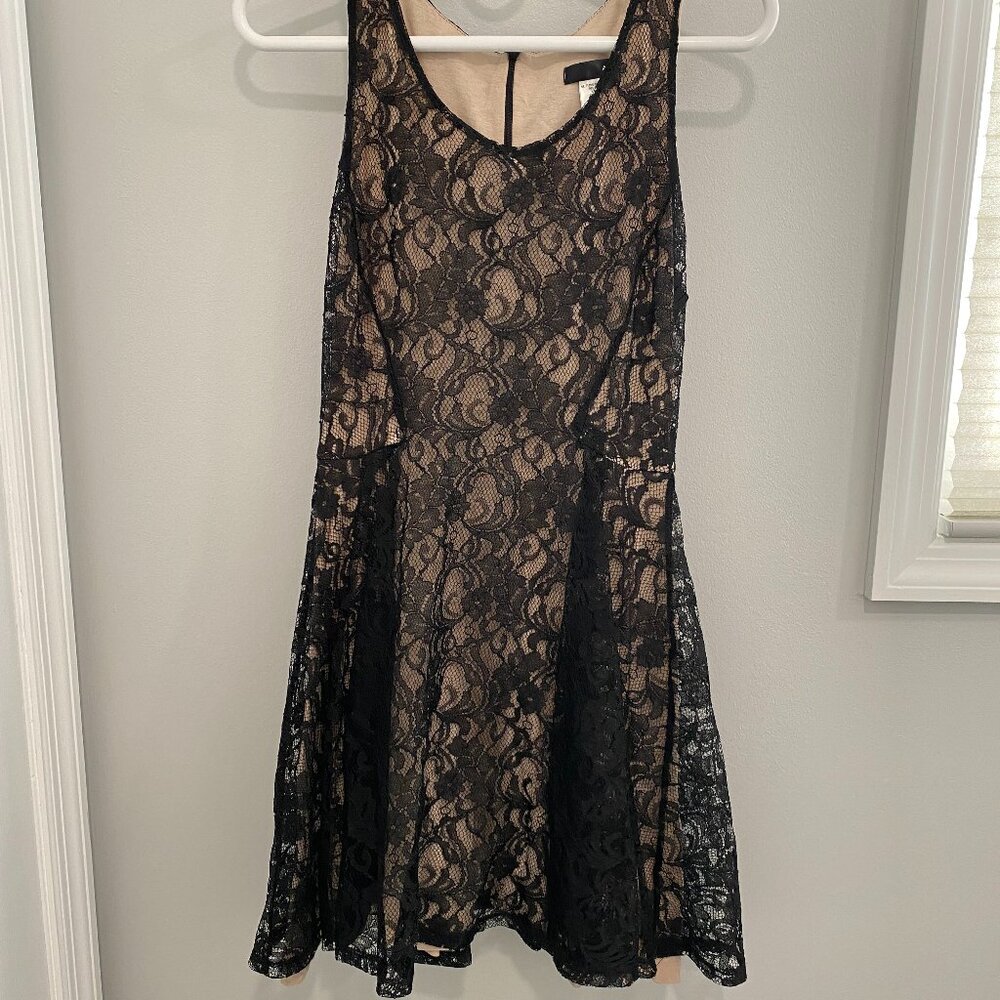 AQUA Black Lace Skater Dress Size XS